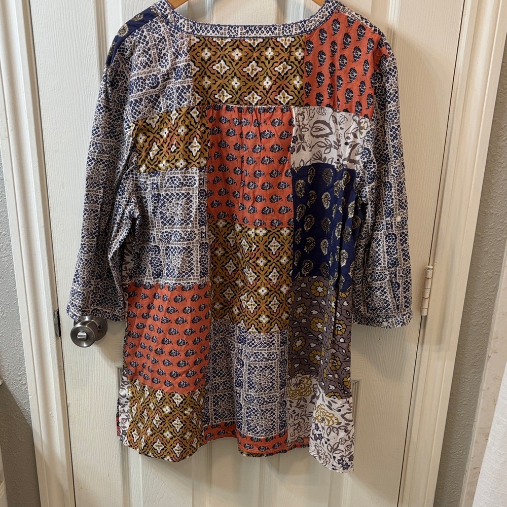Ulla Popken Floral Boho Patchwork Patterned Tunic… - image 7